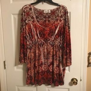 Cato Orange Paisley Beaded Top